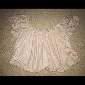 Shimmery off the shoulder shirt